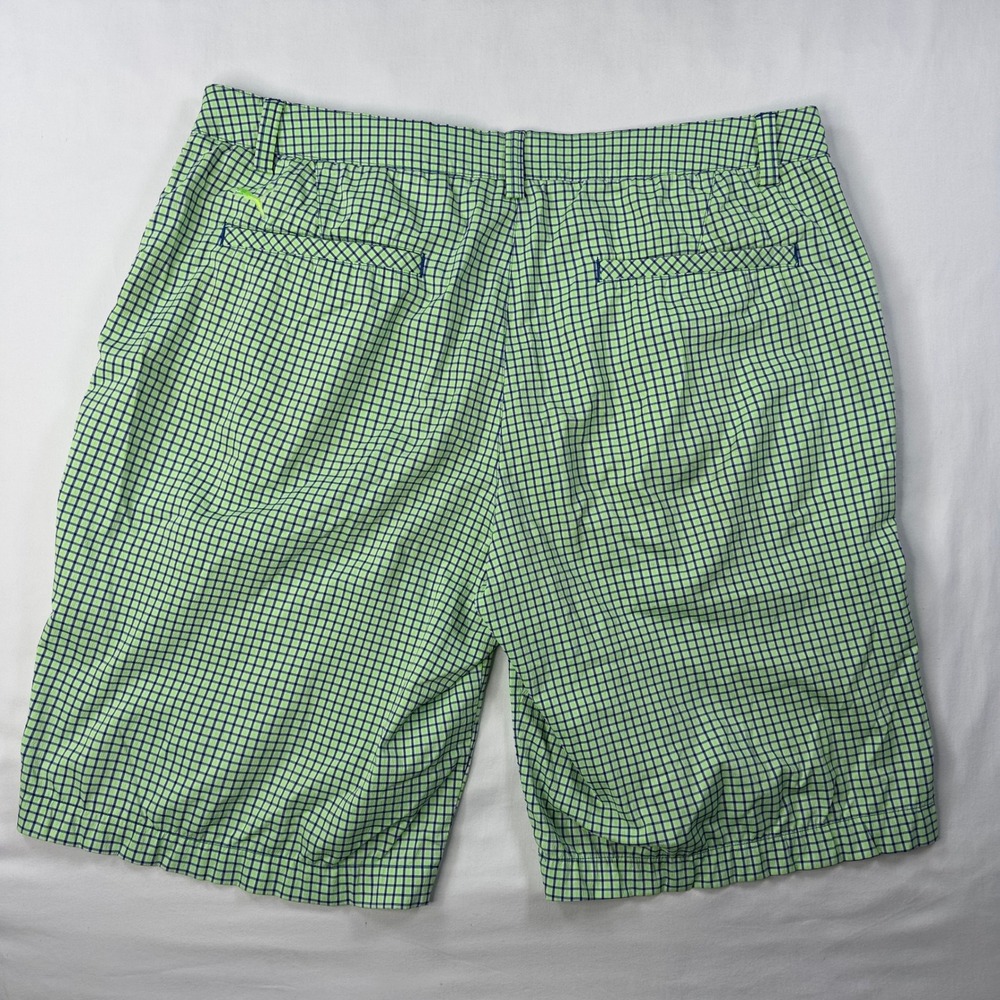 Puma Shorts Men's 38 Green Blue Check Golf Chino Summer Rugby - Picture 5 of 6